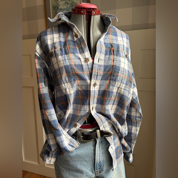 Duluth Trading Co Other - Duluth Trading Co Plaid Flannel Shirt Men’s Medium Blue Button Down Heavyweight